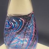 Ivory top, cane vase in purple, aquamarine white and black canes