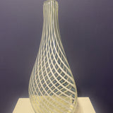 Tall fluro green and white cane vase