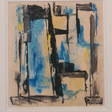 Abstract blue, black, yellow, gold