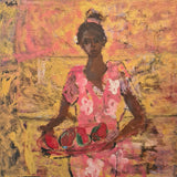 Mangoes on pink and gold