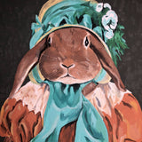 Bunny in a green bonnet