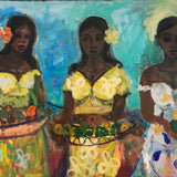 Girls with hibiscus in their hair