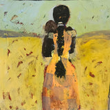 Mother and child on landscape gold