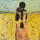 Mother and child on landscape gold